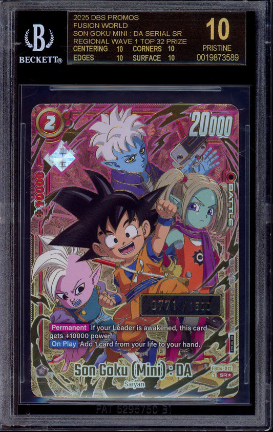 2025 Dragon Ball Super Fusion World Regional Serialized Top Prize Son Goku (Mini) DA #FB04-012 BGS 10 BLACK LABEL