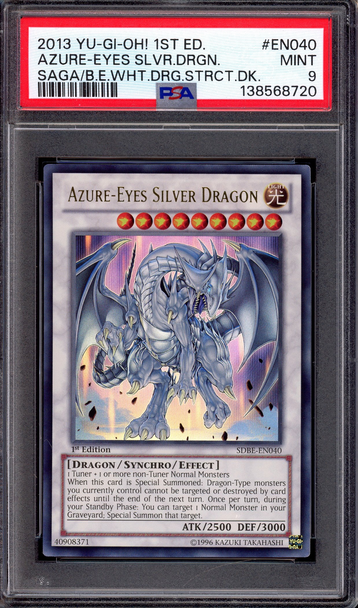 2013 Yu-Gi-Oh! 1st Edition SDBE Azure-Eyes Silver Dragon #EN040 PSA 9 MINT