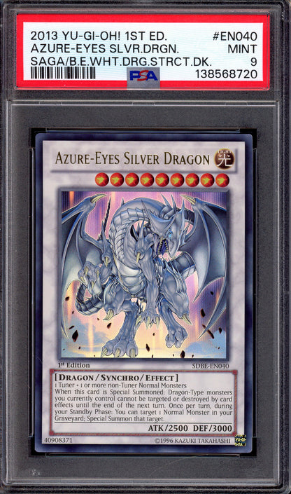 2013 Yu-Gi-Oh! 1st Edition SDBE Azure-Eyes Silver Dragon #EN040 PSA 9 MINT