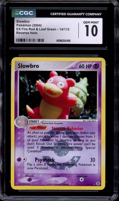2002 Pokémon EX Fire Red & Leaf Green Slowbro-Reverse Holo #14 CGC 10 GEM MINT
