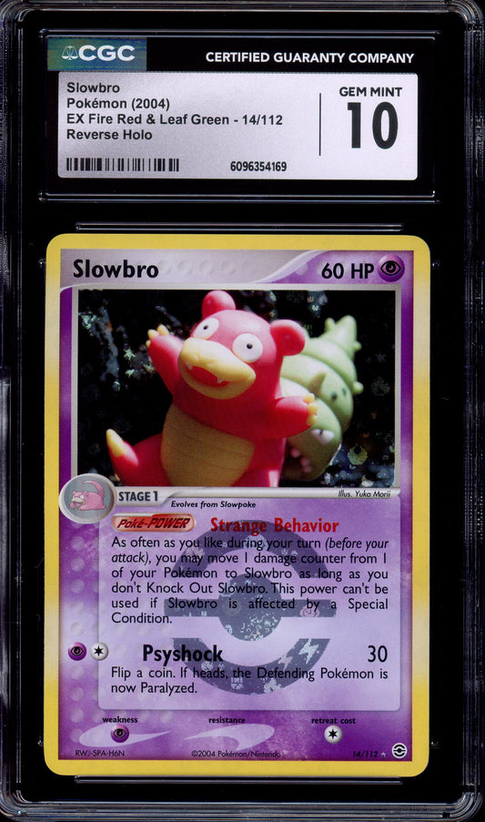 2002 Pokémon EX Fire Red & Leaf Green Slowbro-Reverse Holo #14 CGC 10 GEM MINT