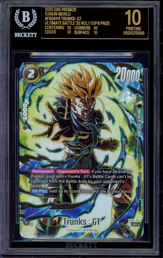 2025 Dragon Ball Super Fusion World Volume 1 Top Prize Trunks GT #FB04-114 BGS 10 BLACK LABEL