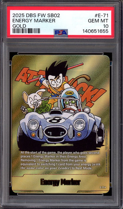 2025 Dragon Ball Super Fusion World Manga Booster 02 Energy Marker Gold #E-71 PSA 10 GEM MINT
