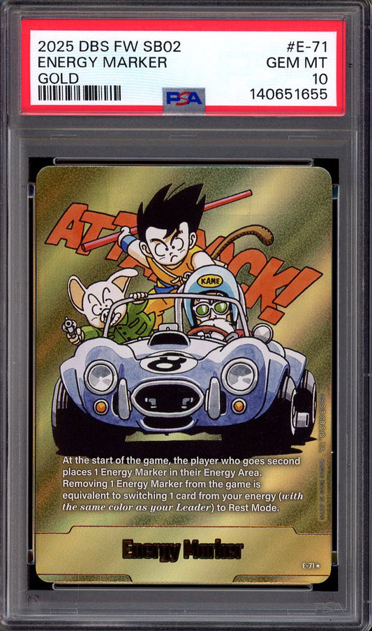 2025 Dragon Ball Super Fusion World Manga Booster 02 Energy Marker Gold #E-71 PSA 10 GEM MINT
