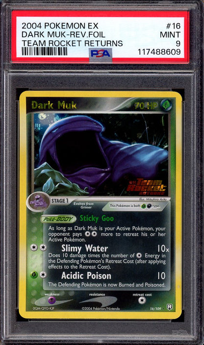 2004 Pokémon EX Team Rocket Returns Dark Muk-Reverse Foil #16 PSA 9 MINT