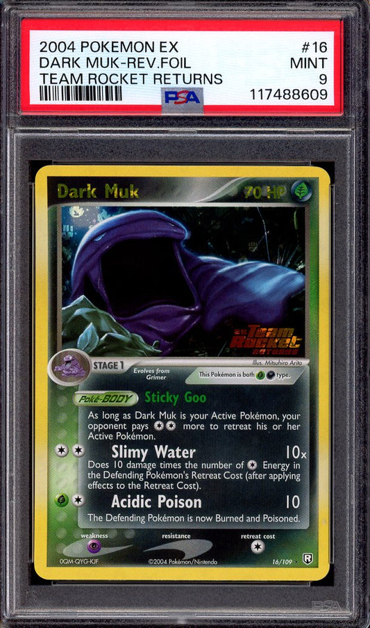 2004 Pokémon EX Team Rocket Returns Dark Muk-Reverse Foil #16 PSA 9 MINT