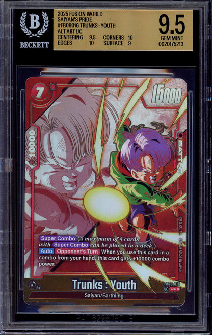 2025 Dragon Ball Super Fusion World Alternate Art Trunks Youth #FB08-016 BGS 9.5 GEM MINT