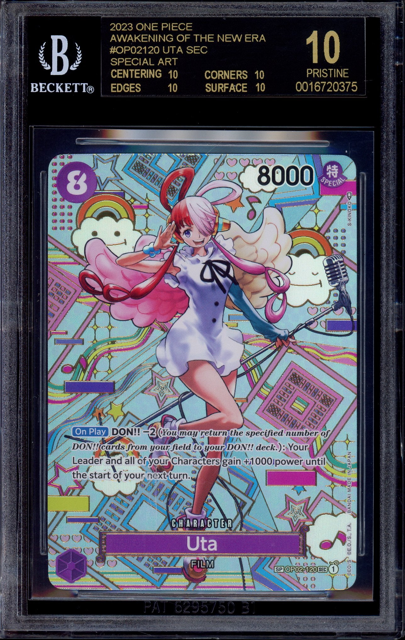 2023 One Piece OP05 Special Alternate Art Uta #120 BGS 10 PRISTINE BLACK LABEL