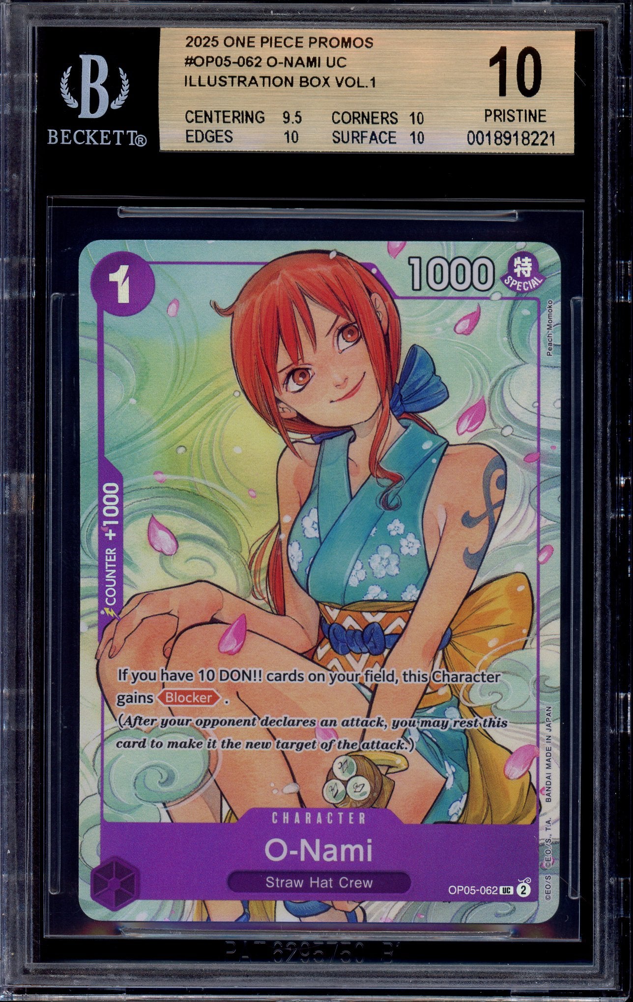 2025 One Piece Illustration Box Volume 1 O-Nami #62 BGS 10 PRISTINE
