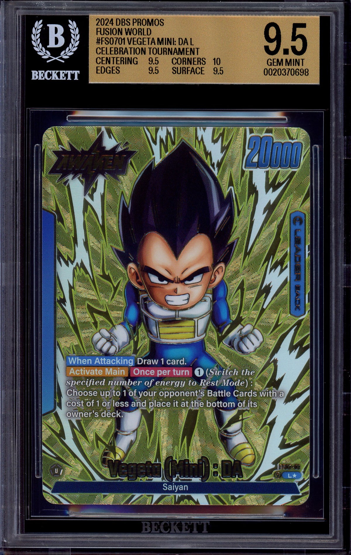 2024 Dragon Ball Super Fusion World Daima Celebration Event Vegeta (Mini) DA #FS07-01 BGS 9.5 GEM MINT