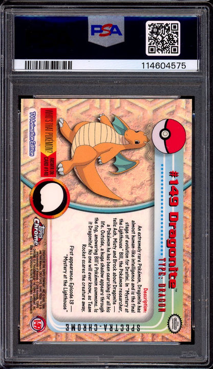 2000 Pokémon Topps Chrome TV Spectra Dragonite #149 PSA 10 GEM MINT
