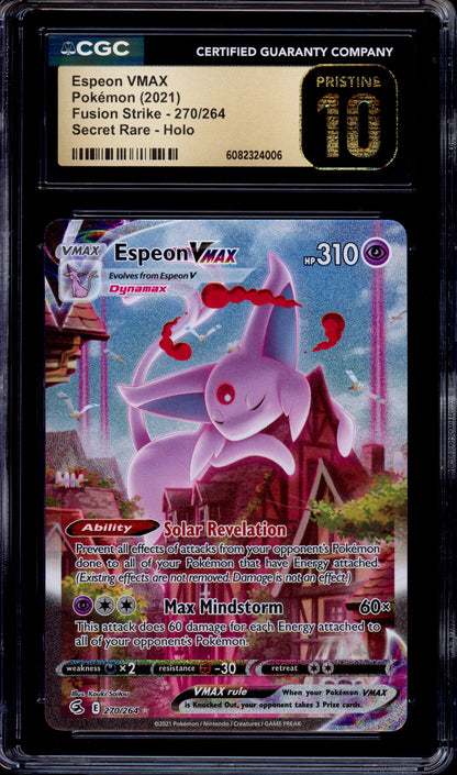 2021 Pokémon SWSH Evolving Skies Full Art Espeon VMAX-Secret #270 CGC 10 PRISTINE