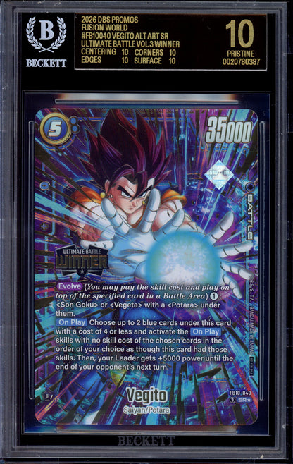 2026 Dragon Ball Super Fusion World Ultimate Battle Volume 3 Winner Vegito #FB10-040 BGS 10 BLACK LABEL