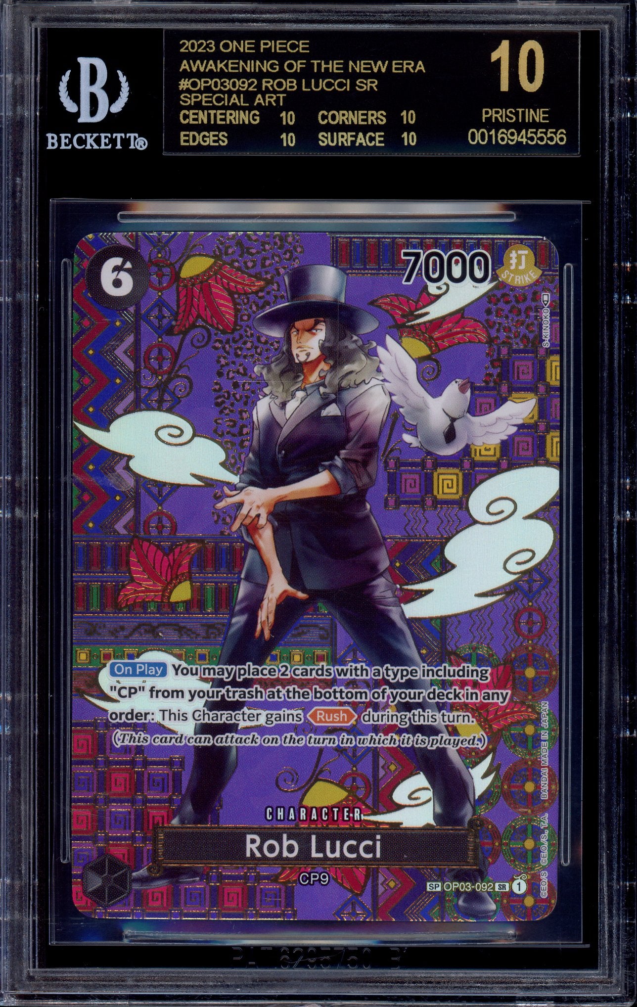 2023 One Piece OP05 Special Alternate Art Rob Lucci #92 BGS 10 PRISTINE BLACK LABEL