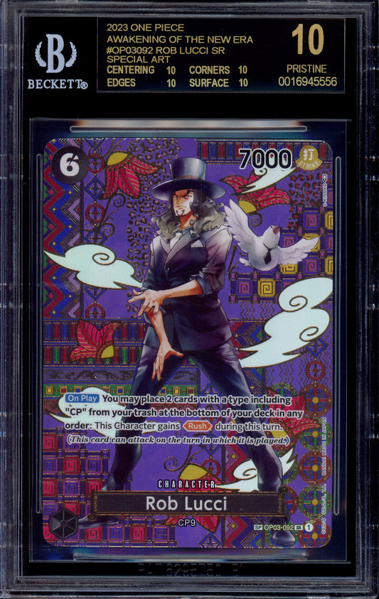 2023 One Piece OP05 Special Alternate Art Rob Lucci #92 BGS 10 PRISTINE BLACK LABEL