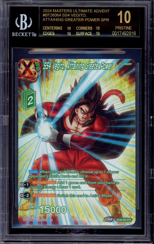 2024 Dragon Ball Super Masters SS4 Vegito, Attaining Greater Power SPR #BT26-064 BGS 10 BLACK LABEL
