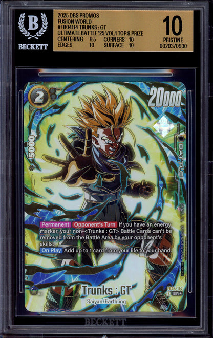 2025 Dragon Ball Super Fusion World Volume 1 Top Prize Trunks GT #FB04-114 BGS 10 PRISTINE