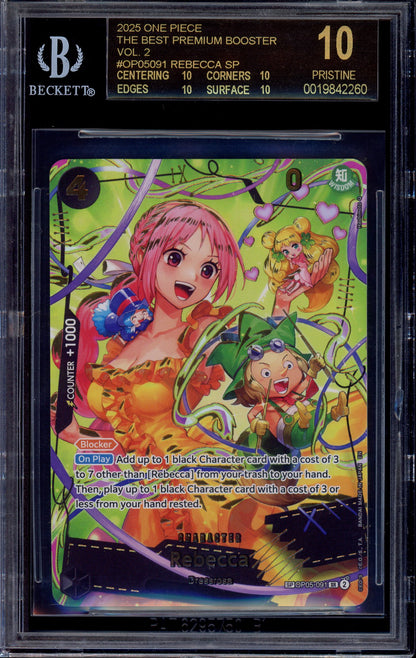 2025 One Piece PRB02 Special Alternate Art Rebecca #091 BGS 10 BLACK LABEL