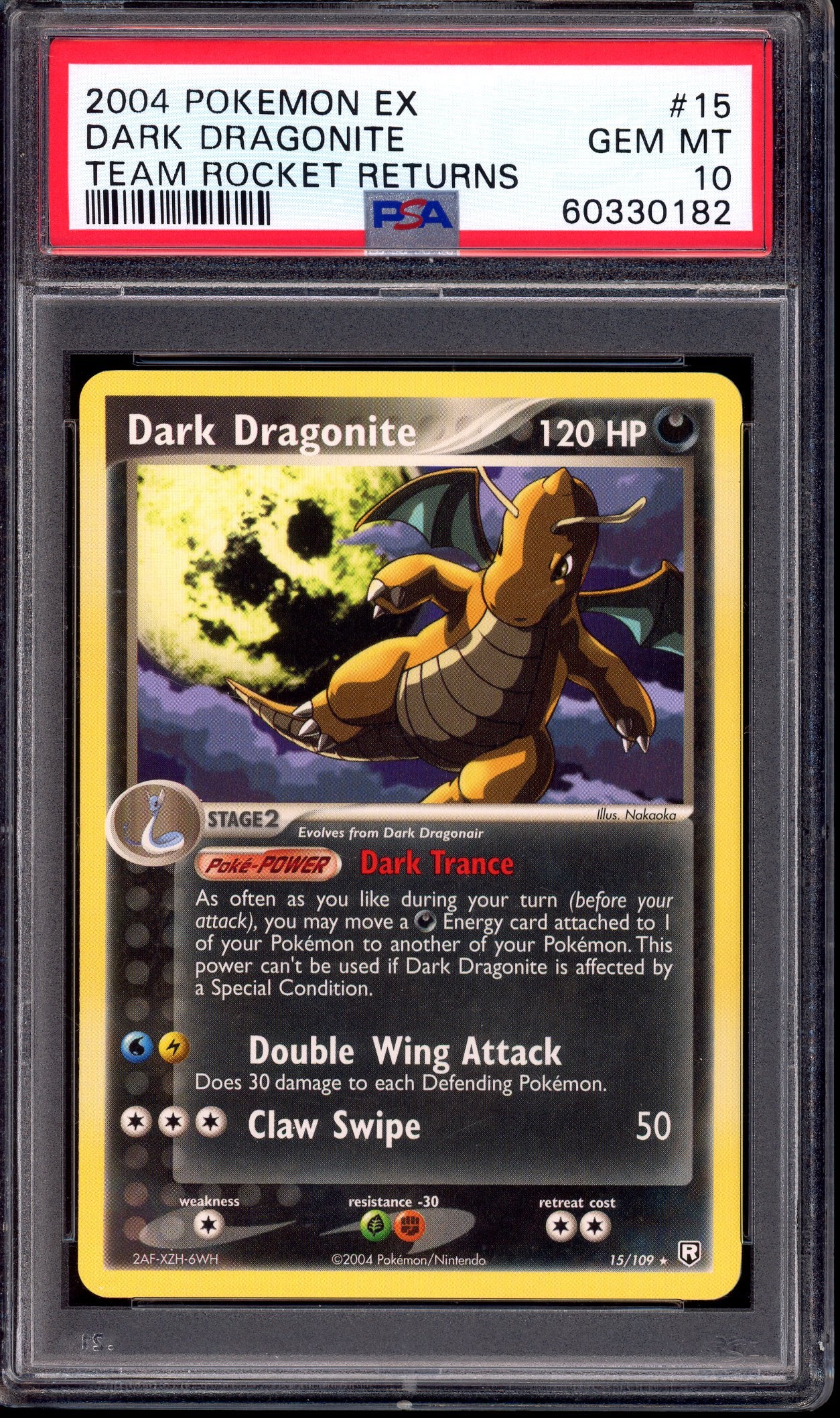 2004 Pokémon EX Team Rocket Returns Dark Dragonite #15 PSA 10 GEM MINT