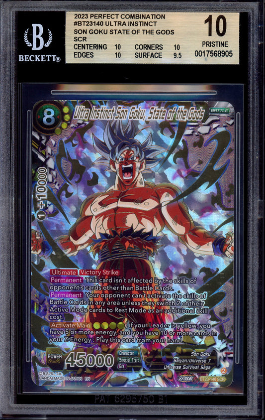 2023 Dragon Ball Super Ultra Instinct Son Goku, State of the Gods SCR #BT23-140 BGS 10 PRISTINE