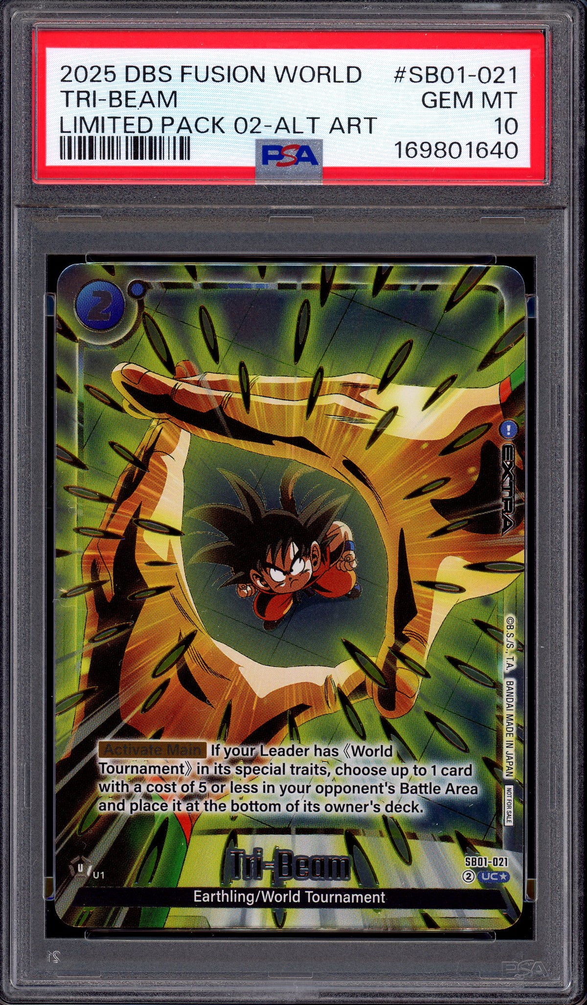 2025 Dragon Ball Super Fusion World Limited-Pack 02 Alternate Art Tri-Beam #SB01-021 PSA 10 GEM MINT