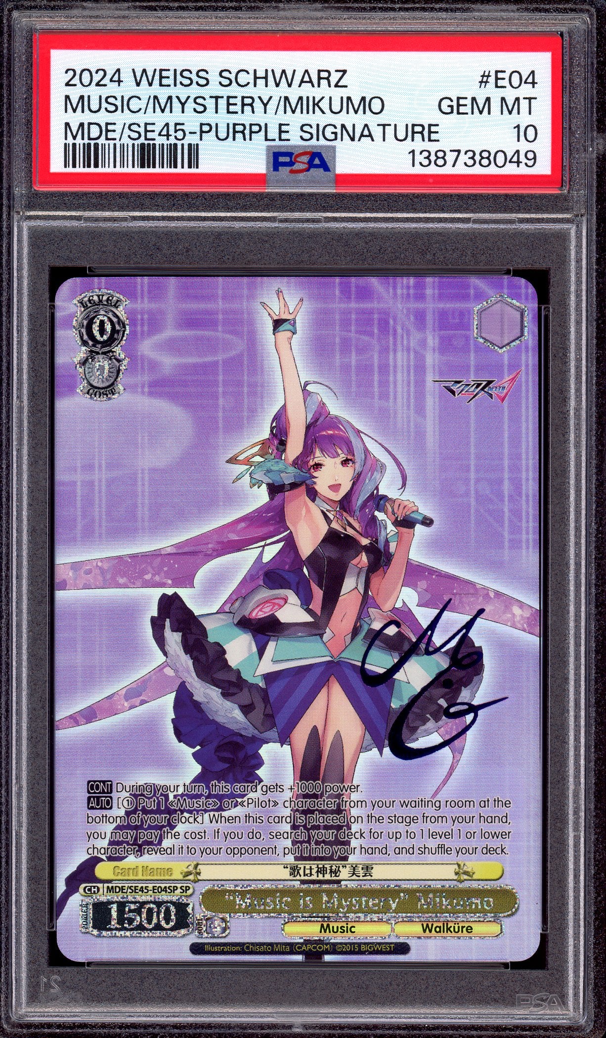 2024 Weiss Schwarz Macross Delta Music Is Mystery Mikumo Purple Signature PSA 10 GEM MINT