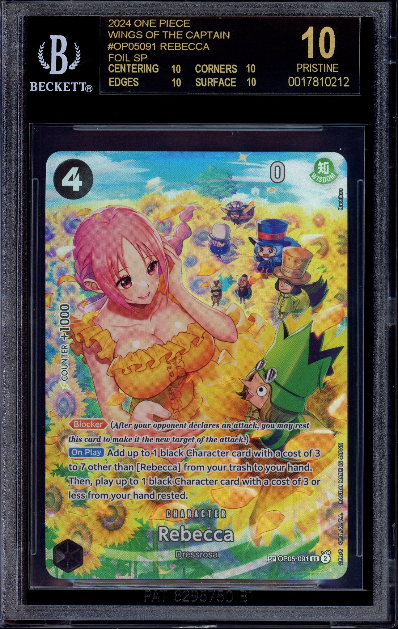 2024 One Piece OP06 Special Alternate Art Rebecca #91 BGS 10 PRISTINE BLACK LABEL
