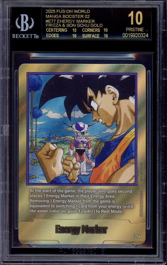 2025 Dragon Ball Super Fusion World Manga Booster 02 Gold Energy Marker #E-77 BGS 10 BLACK LABEL