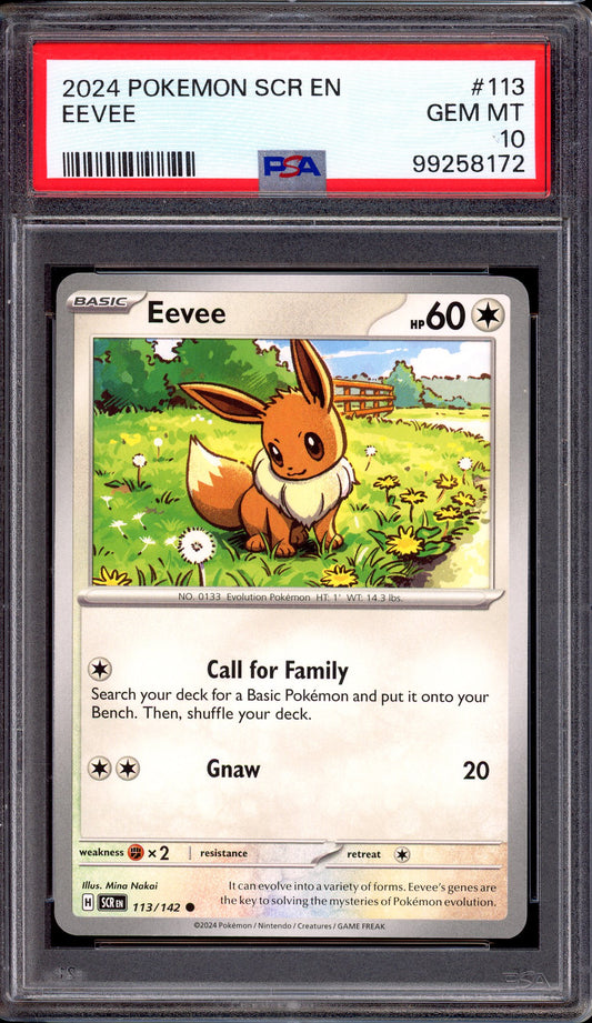 2024 Pokémon Scarlet & Violet Stellar Crown Eevee #113 PSA 10 GEM MINT