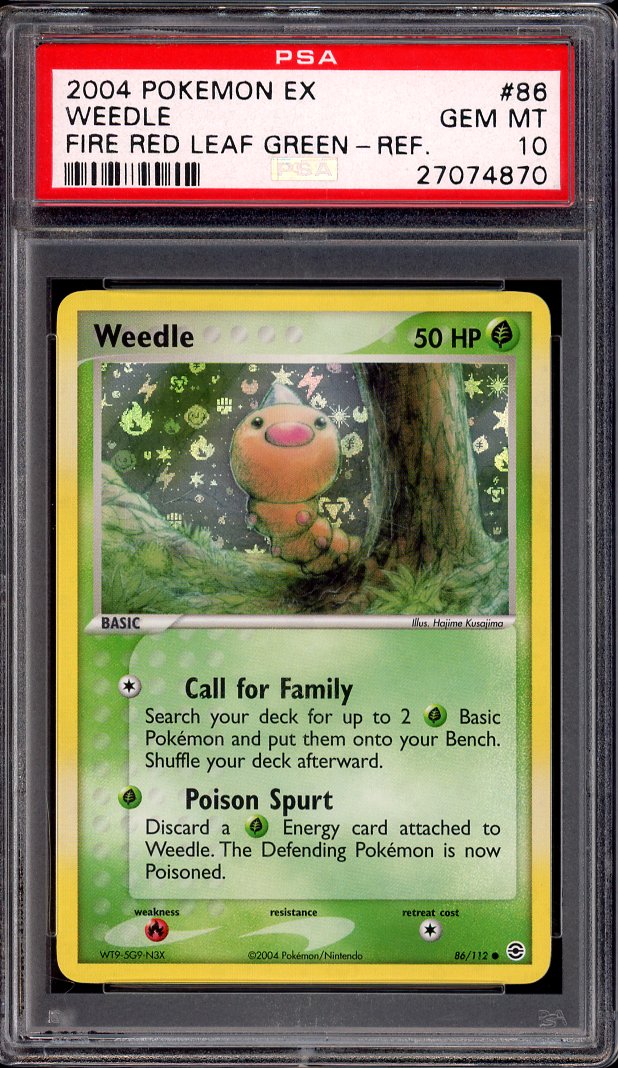 2004 Pokémon EX Fire Red & Leaf Green Weedle Reverse Holo #86 PSA 10 GEM MINT