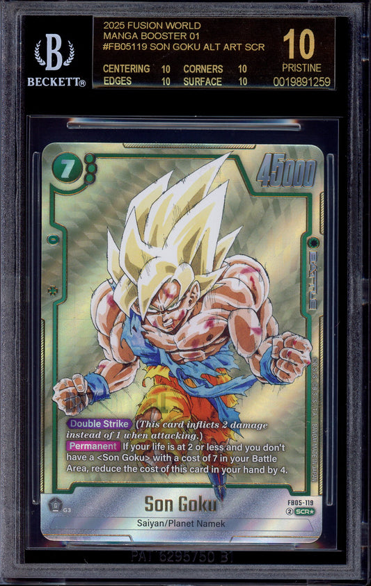2025 Dragon Ball Super Fusion World SB01 Secret Rare Alternate Art Son Goku #FB05-119 BGS 10 BLACK LABEL