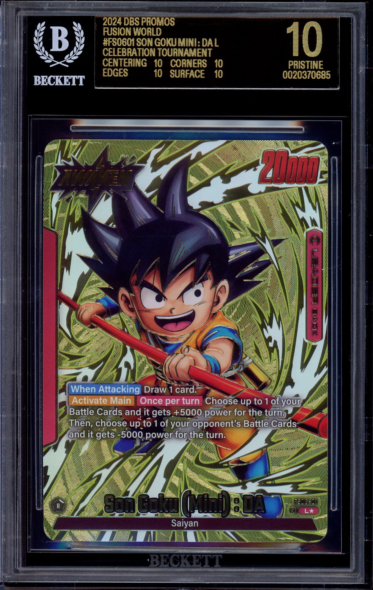 2024 Dragon Ball Super Fusion World Daima Celebration Event Son Goku (Mini) DA #FS06-01 BGS 10 BLACK LABEL