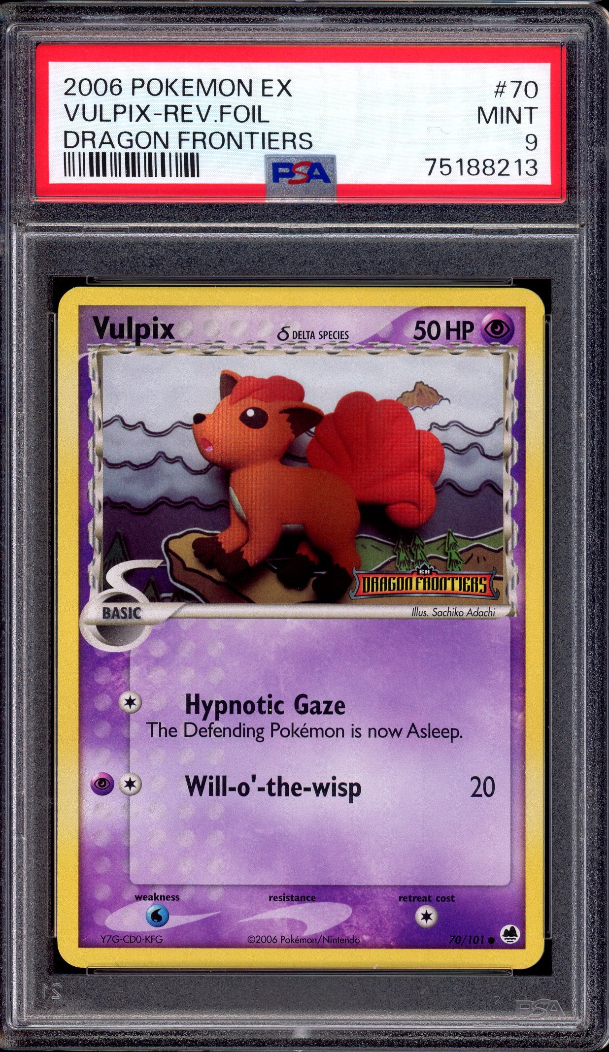 2006 Pokémon EX Dragon Frontiers Vulpix-Reverse Foil #70 PSA 9 MINT
