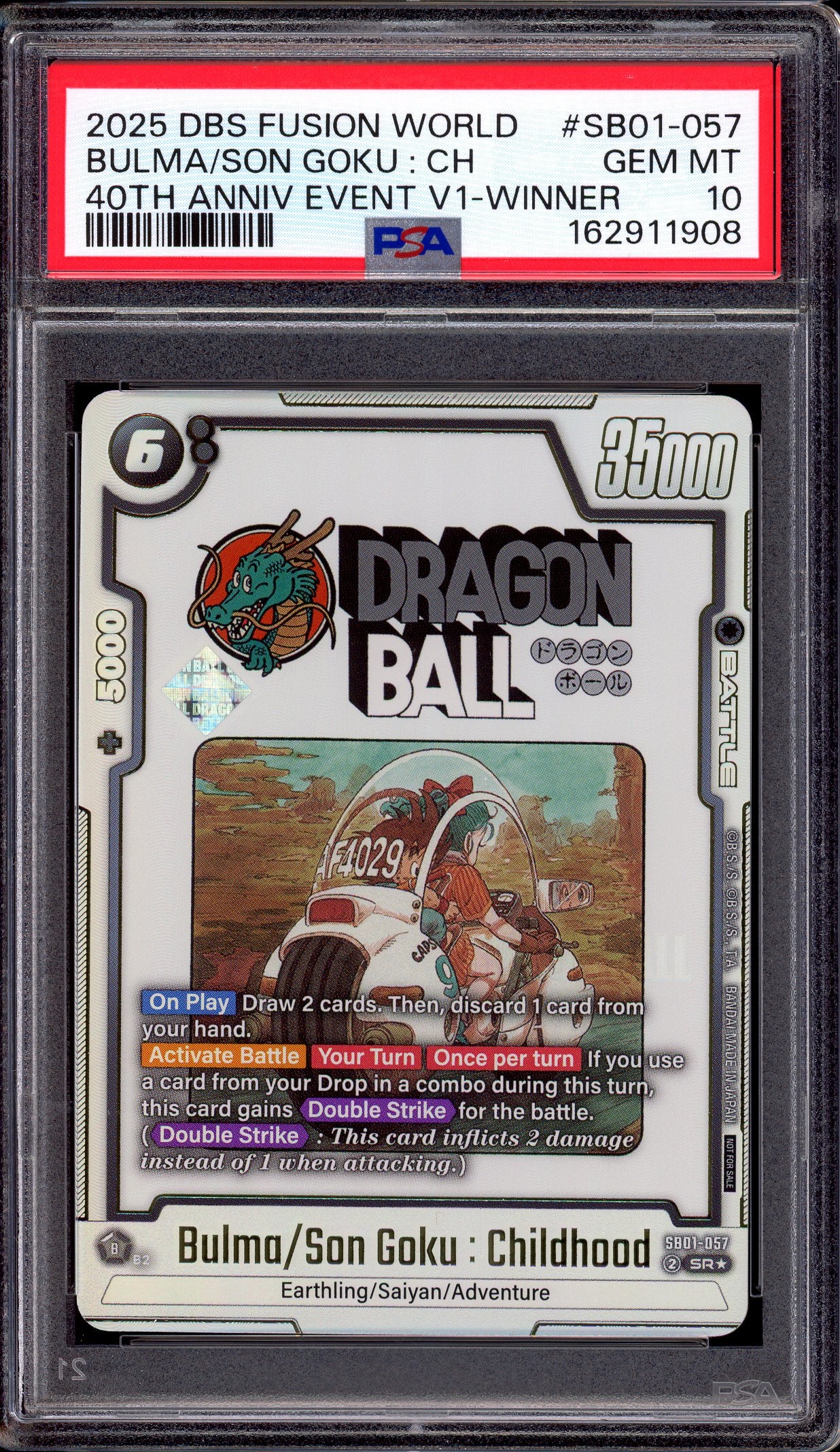 2025 Dragon Ball Super Fusion World 40th Anniversary Event Volume 1 Winner Bulma/Son Goku Childhood #SB01-057 PSA 10 GEM MINT