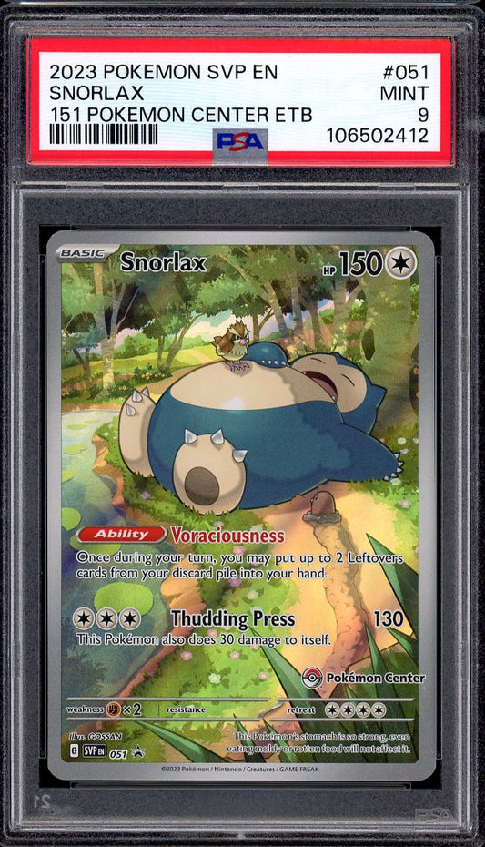 2023 Pokémon S&V BSP 151 Elite Trainer Box Pokemon Center Snorlax #51 PSA 9 MINT
