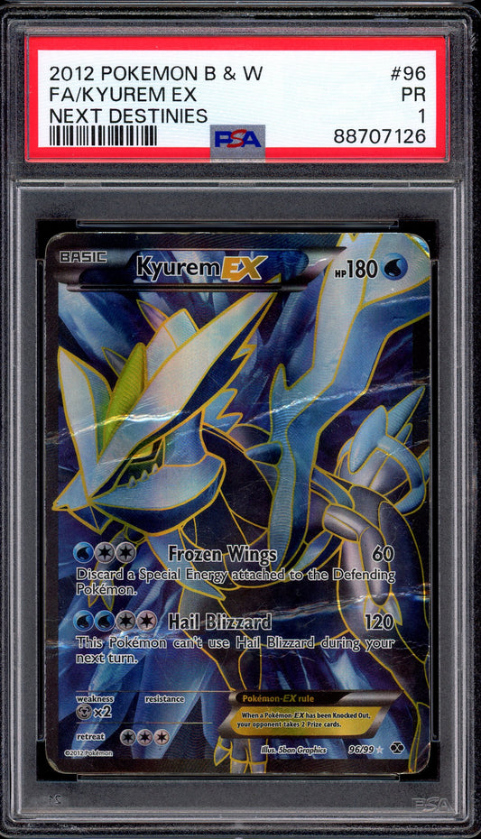 2012 Pokémon Black & White Next Destinies Full Art Kyurem EX #96 PSA 1 POOR