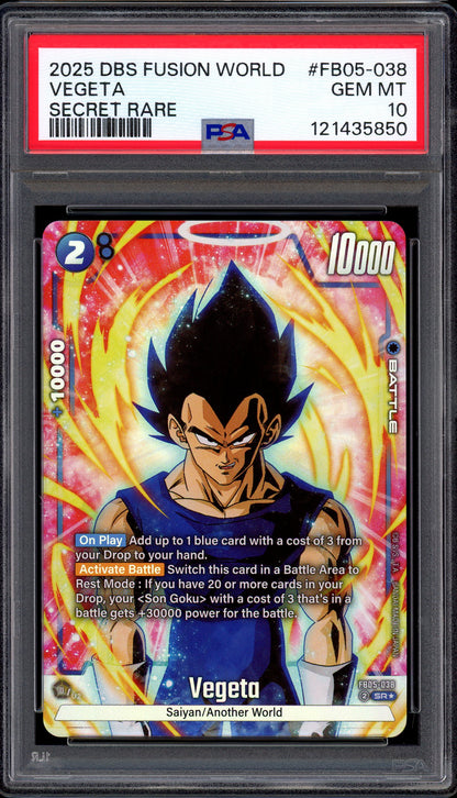 2025 Dragon Ball Super Fusion World Secret Rare Vegeta #FB05-038 PSA 10 GEM MINT