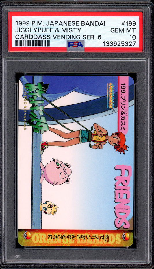 1999 Pokémon Japanese Bandai Carddass Vending Series 6 Jigglypuff & Misty #199 PSA 10 GEM MINT
