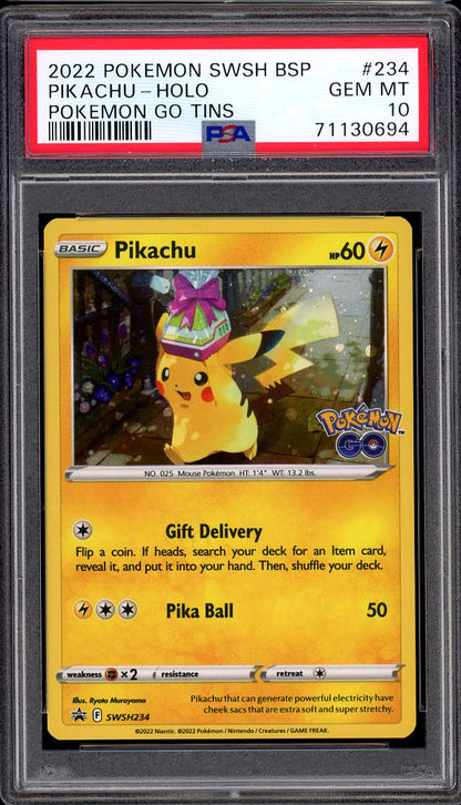 2022 Pokémon SWSH BSP Pokemon Go Tins Pikachu-Holo #234 PSA 10 GEM MINT