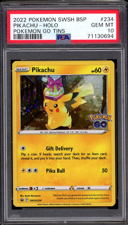2022 Pokémon SWSH BSP Pokemon Go Tins Pikachu-Holo #234 PSA 10 GEM MINT