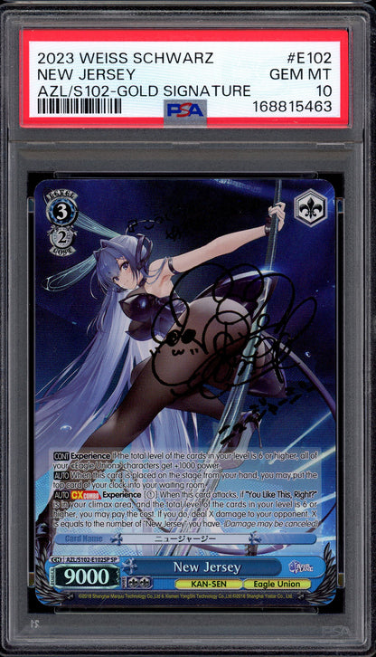 2023 Weiss Schwarz Azur Lane Gold Signature New Jersey #E102 PSA 10 GEM MINT