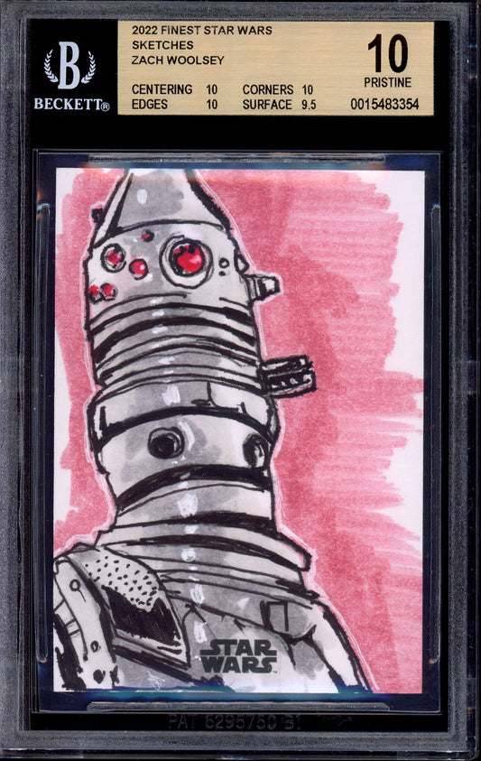 2022 Finest Star Wars Sketches Zach Woolsey IG-88 #SKC-AA BGS 10 PRISTINE