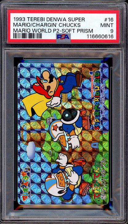 1993 Terebi Denwa Super Mario World Part 2 Soft Prism Mario/Chargin Chucks #16 PSA 9 MINT