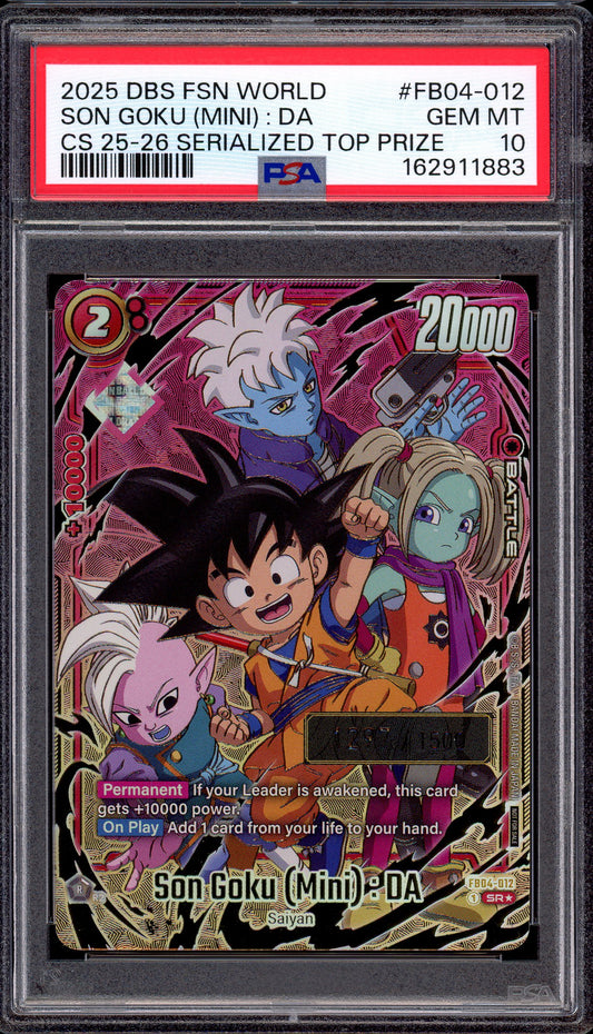 2025 Dragon Ball Super Fusion World Championship Serialized Top Prize Son Goku Mini DA #FB04-012 PSA 10 GEM MINT