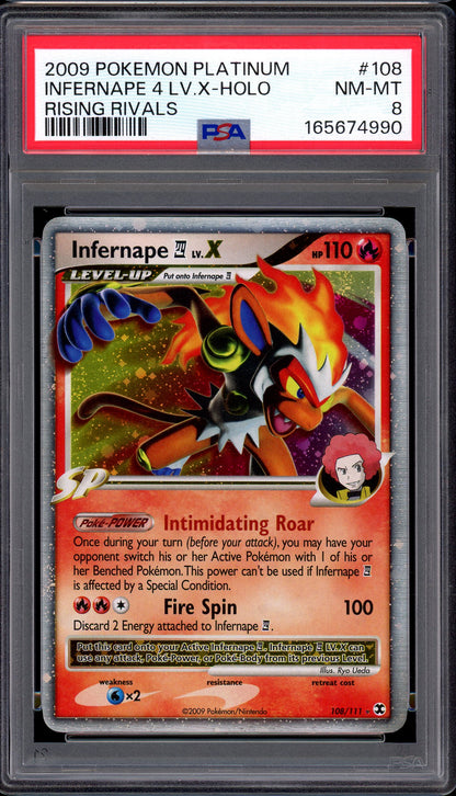 2009 Pokémon Platinum Rising Rivals Infernape 4 LV.X Holo #108 PSA 8 NM-MT