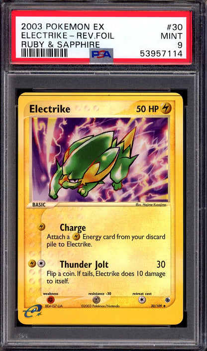 2003 Pokémon EX Ruy & Sapphire Electrike-Reverse Foil #30 PSA 9 MINT