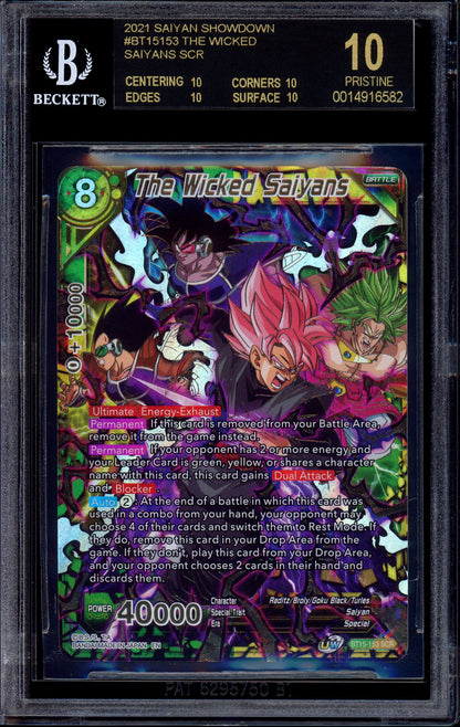 2021 Dragon Ball Super The Wicked Saiyans SCR #BT15-153 BGS 10 BLACK LABEL