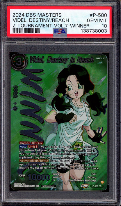 2024 Dragon Ball Super Zenkai Tournament Pack Volume 7 Winner Videl, Destiny in Reach #P-580 PSA 10 GEM MINT