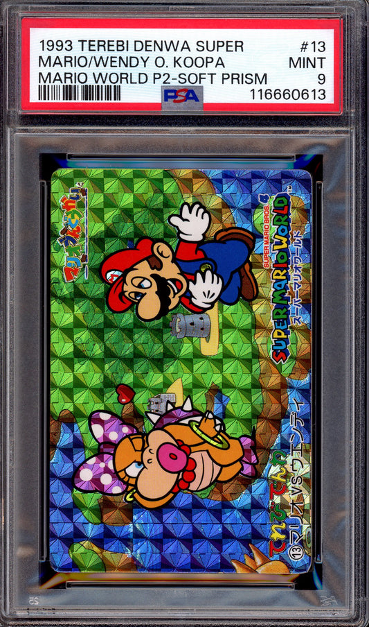 1993 Terebi Denwa Super Mario World Part 2 Soft Prism Mario/Wendy O Koopa #13 PSA 9 MINT