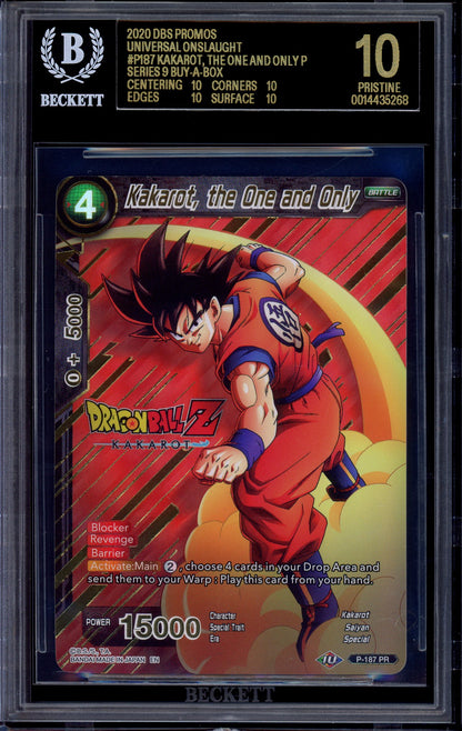 2020 Dragon Ball Super BT9 Box Topper Kakarot, the One and Only #P-187 BGS 10 BLACK LABEL
